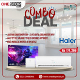 Combo Deal Discount Offer (Haier Air Conditioner Ac 1 Ton – 12 HFC) (Haier 32" LED S8OSERIES-H32S80EFX) (Haier DC Inverter AC UPS Device) - Onestopmall.pk